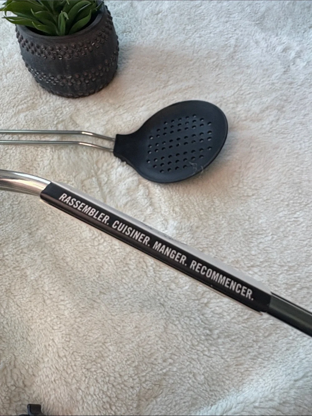 Williams Sonoma Black Nylon Slotted Spoons with Stainless Handles (Set of 2)